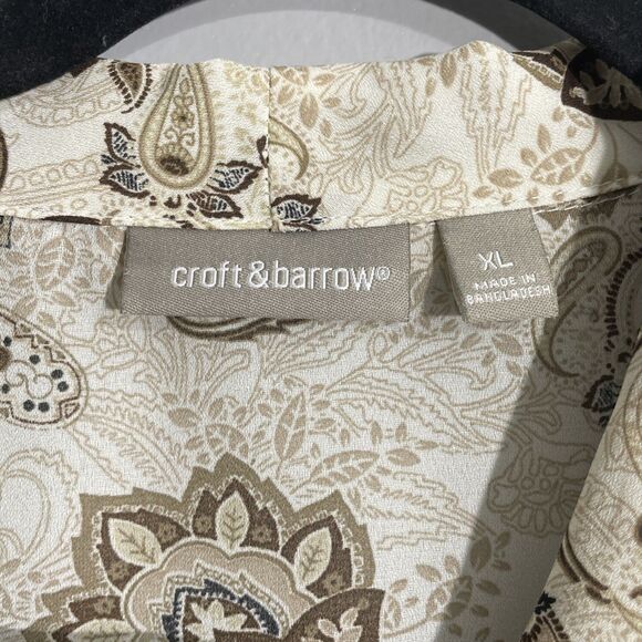 Croft & Barrow Women’s Top XL Brown Paisley Print Autumn Casual Workware Blouse - Picture 9 of 13